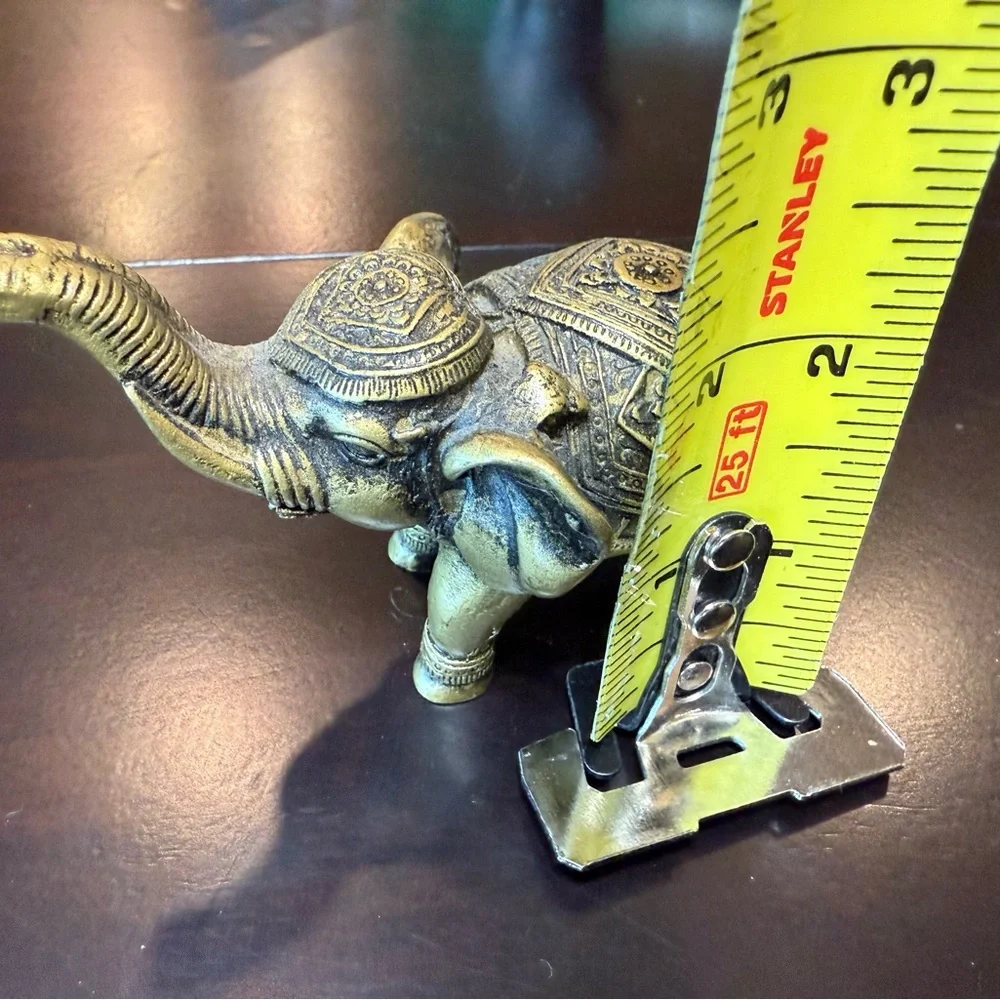 Ornate Asian Small Bronze‎ color Elephant Figurine